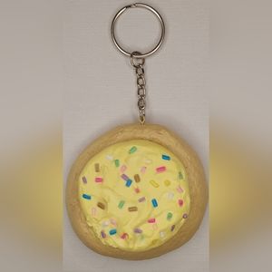 Yellow Frosted Cookie Keychain